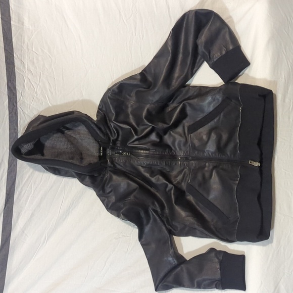 COPY - Size L Rag & Bone Lamb Leather Zip Up Hooded Jacket - Picture 1 of 8